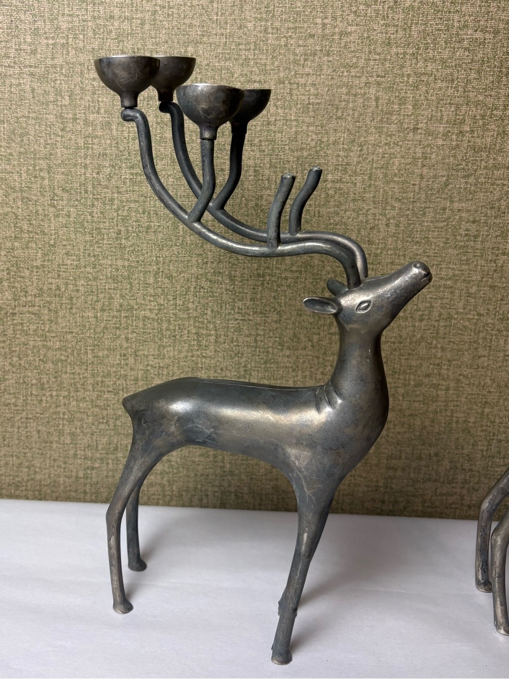 Vintage Godinger Silver Art Christmas 6 Point Reindeer Candelabra set - Picture 3 of 6